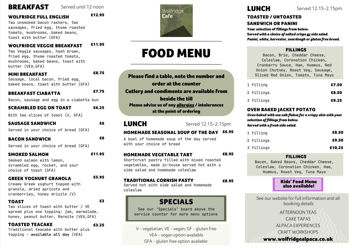 Main Food Menu